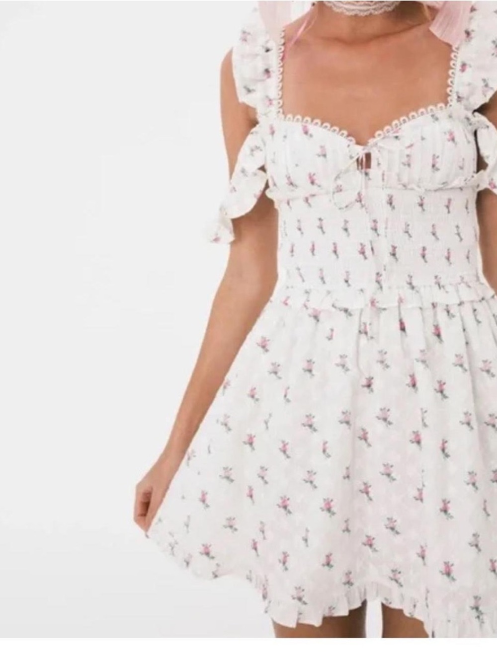 For Love & Lemons Floral Off Shoulder Mini Dress